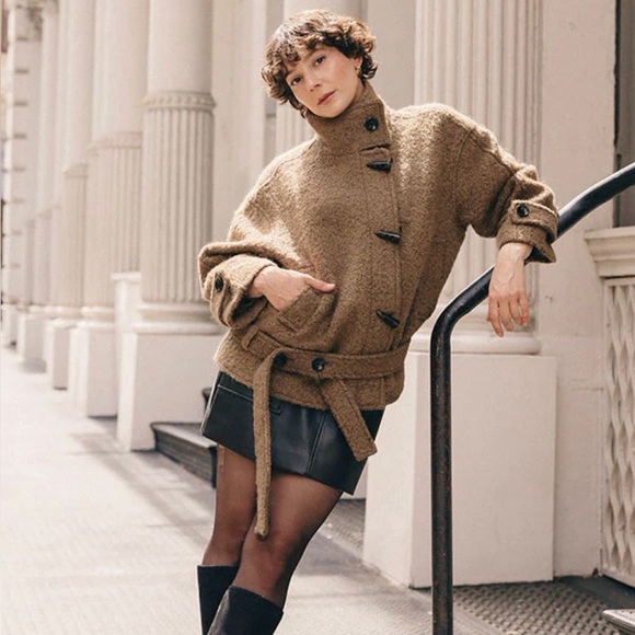 Petite Studio Jackets & Blazers - Petite Studio Tan Textured Coat